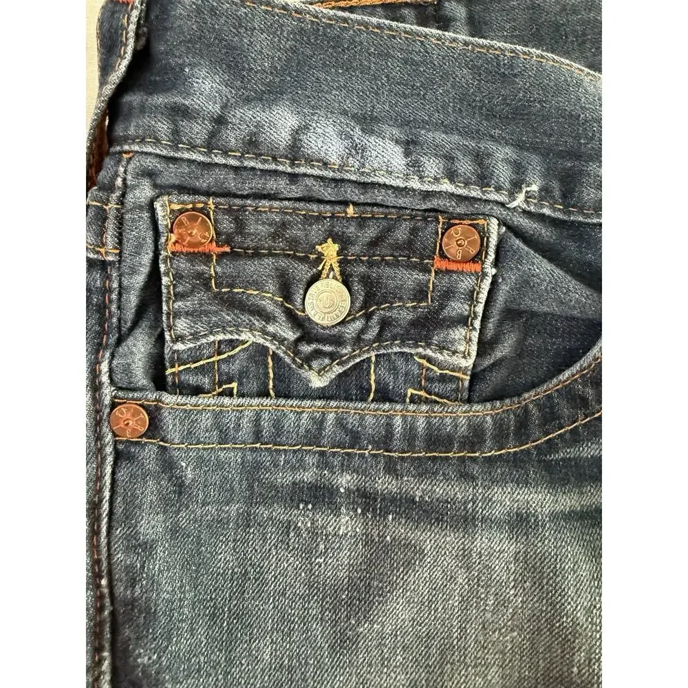 Vintage True Religion Billy Wide Bootcut Jeans Mens 38x32 USA Made Flap Y2K